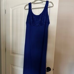 R&M Richards Royal Blue Maxi Gown Sleeveless Scoop Neck for Wedding Guest